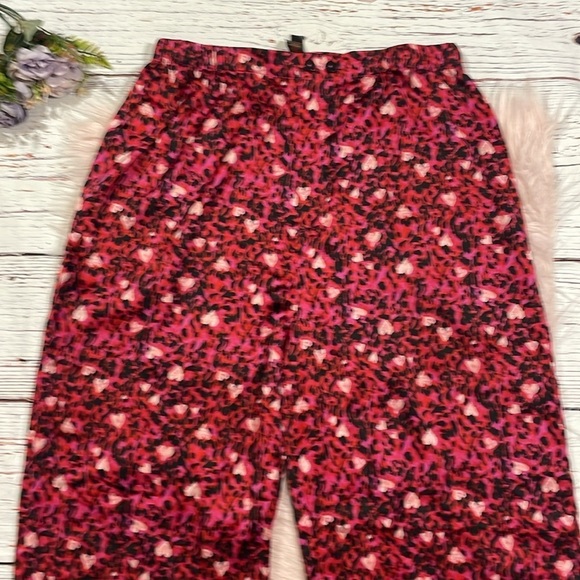 Savage X Fenty Satin Pants Red Animal Romance Pocket Unisex Men L Women XL - Picture 5 of 8